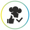 recommended good food icon, chef approved, nutritionist eat, flat symbol